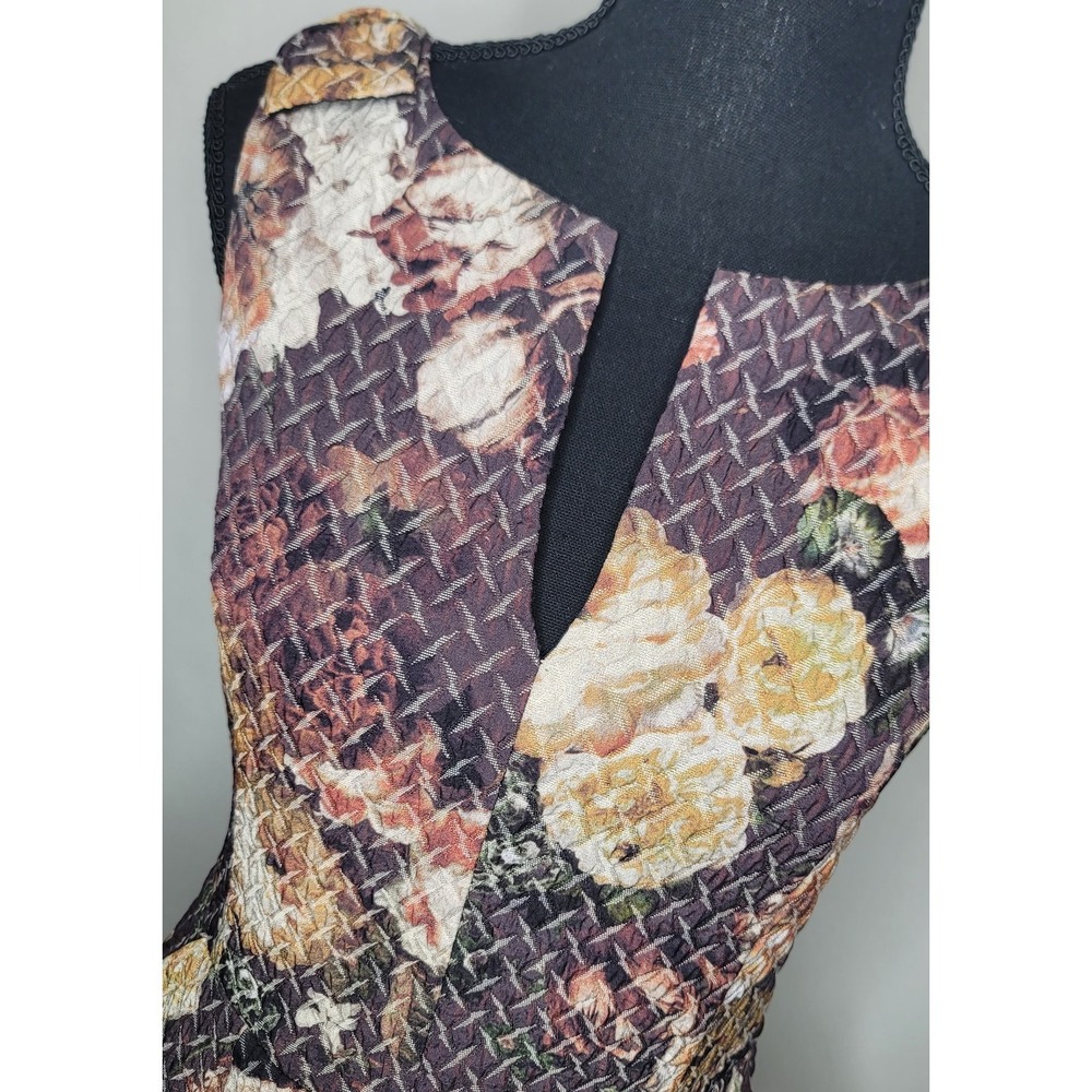 Tabitha Anthropologie Quilted‎ Sheath Dress Size 2 Floral Textured Sleeveless